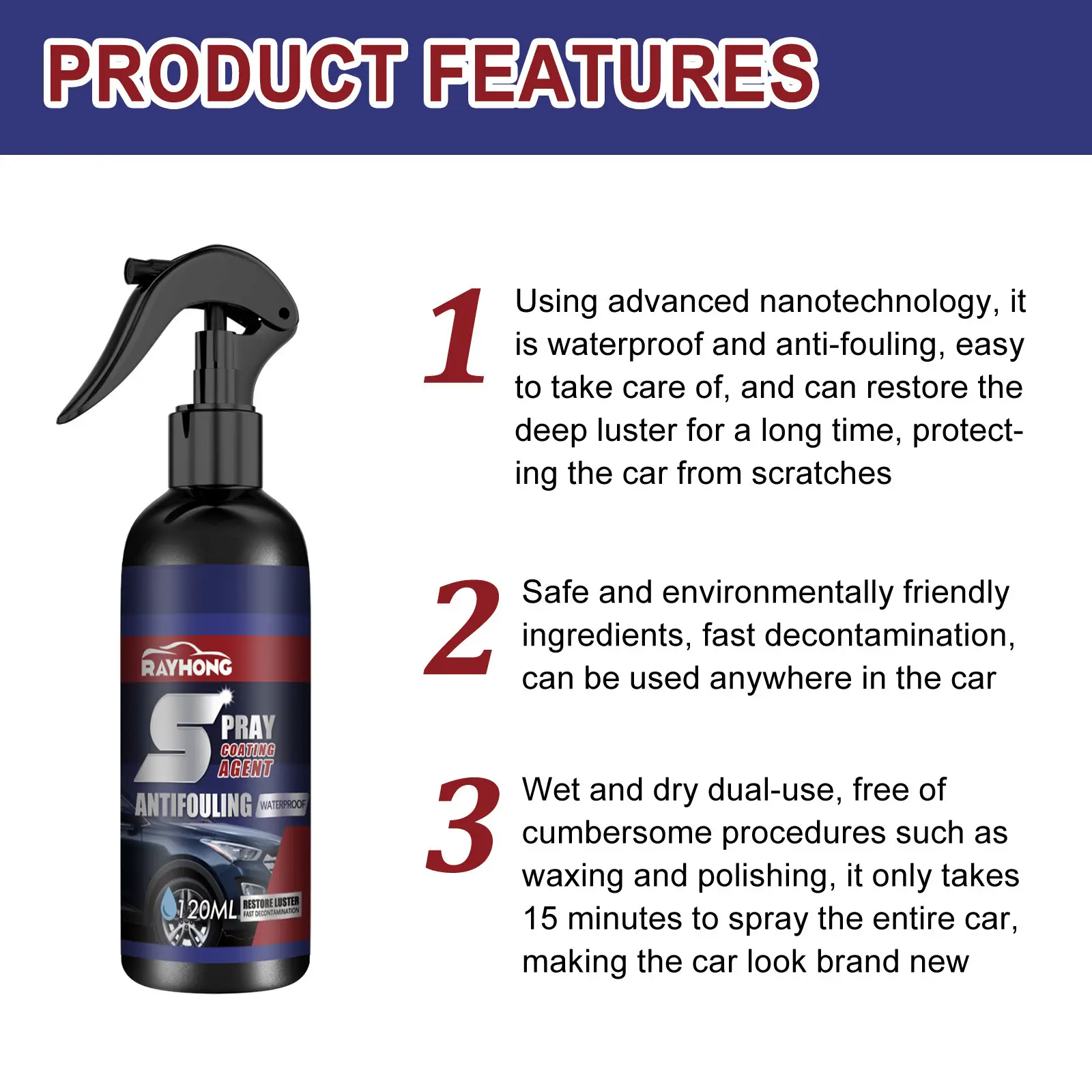 Decontamination, Blackening And Brightening Spray Nano Coating For Automobile Coatings