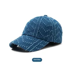Japanese-style Retro All-match Face-looking Small Washed Denim Peaked Cap - Blue - View 1