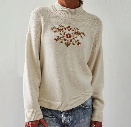 Women's Popular Mock Neck Long Sleeve Sweater White - Shop at LoveMi