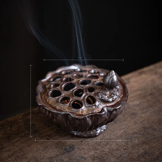 Vintage Ceramic Lotus Seedpod Incense Coil Burner Incense Burner Brown - Shop at LoveMi