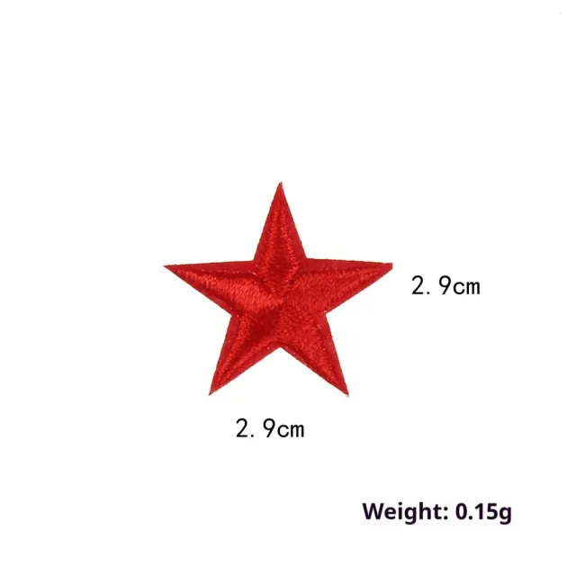 Emboridery Label Colorful Five pointed Star Clothing Accessories Handmade Diy Decoration W46 Red - Shop at LoveMi