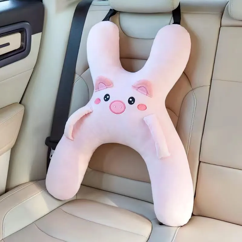 Car Cushion Perambulator Upper And Rear Sleeping Artifact - Pink Powder Stay Cute Pig