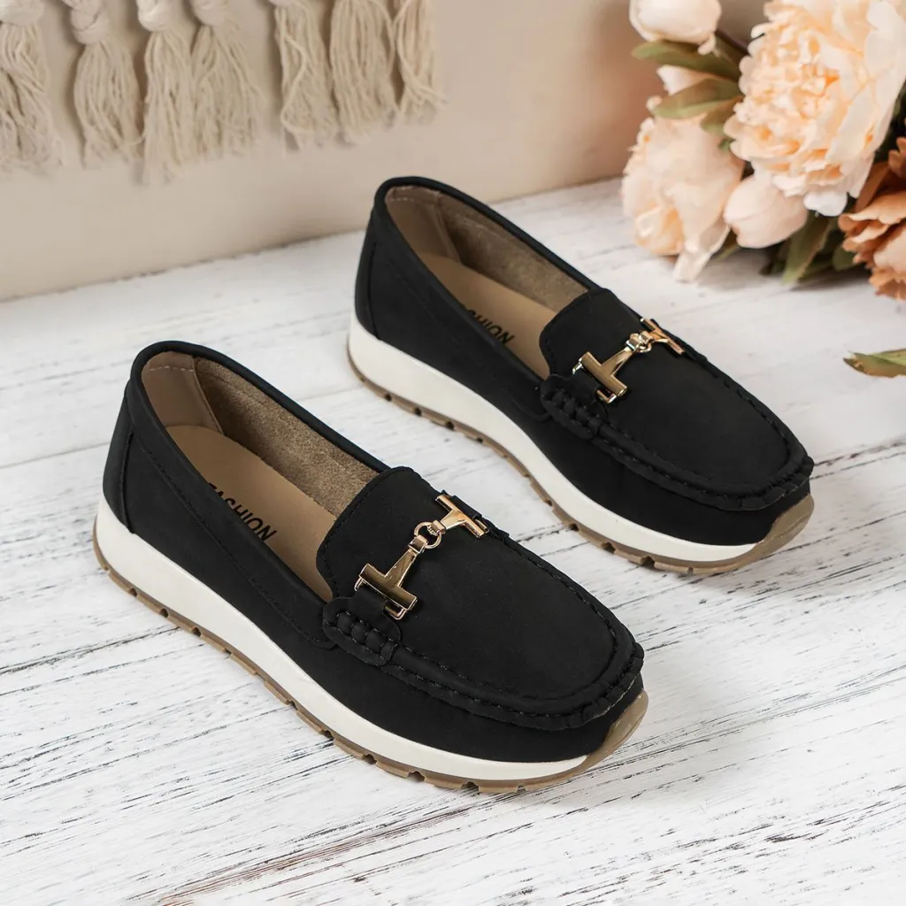 Women's Non-slip Soft Bottom Loafers Casual Pumps - Black