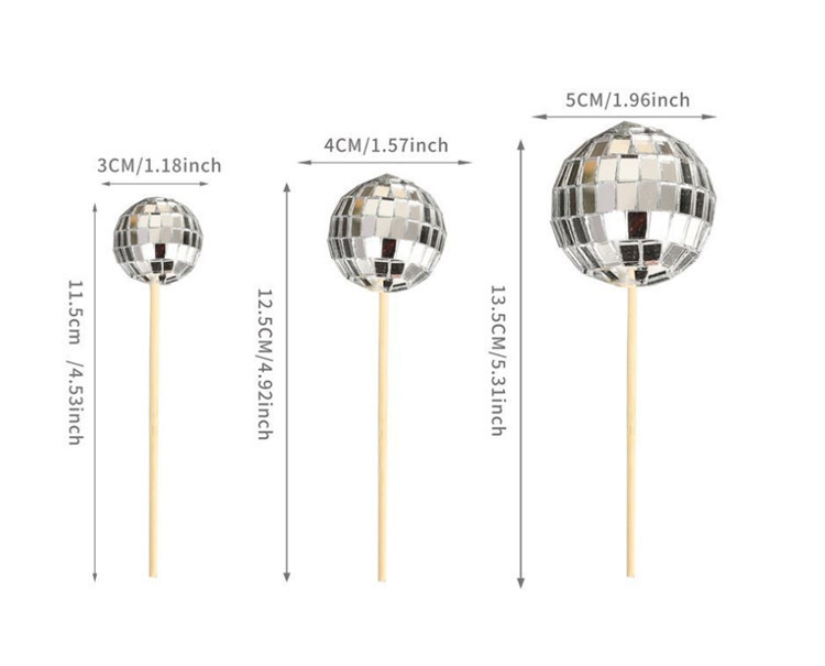 Glass Mirror Ball with Wooden Stick 3cm