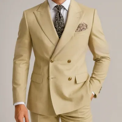 European And American Men's Suit Two-piece Double-breasted Wedding Party Singer Costume
