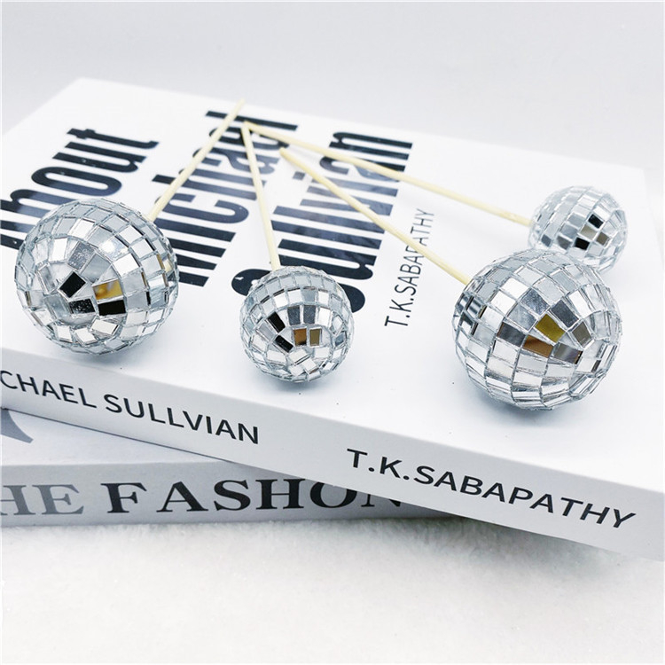 Glass Mirror Ball Cake Decoration