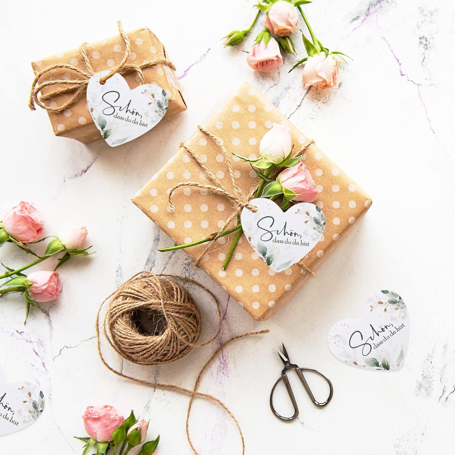 50-piece Flower Heart-shaped Gift Tag (Style 1-Free Size)