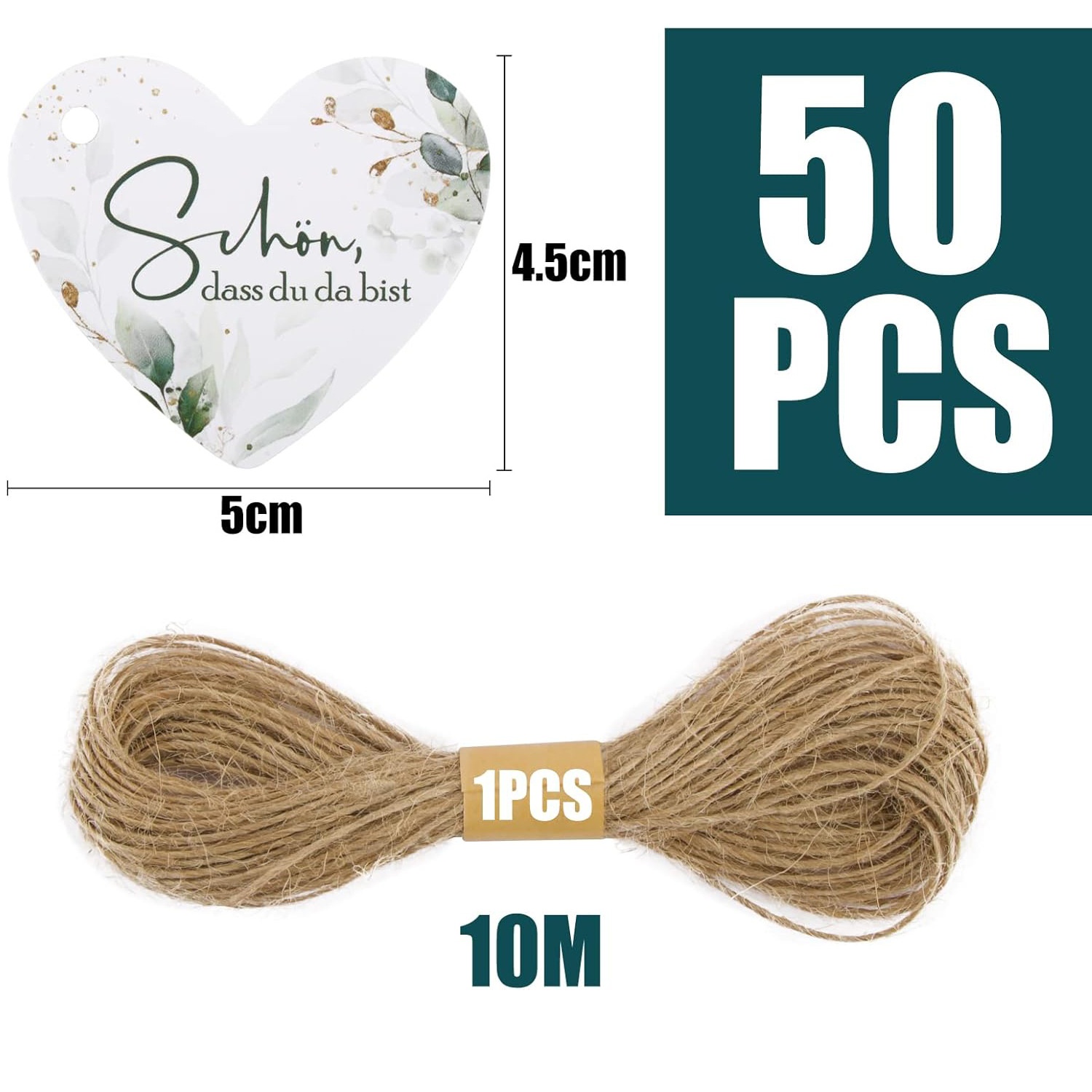 50-piece Flower Heart-shaped Gift Tag (Style 1-Free Size)