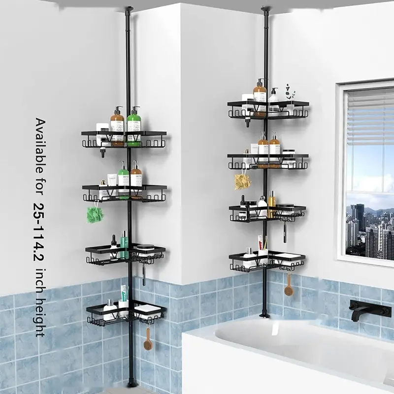 Hole-free Bathroom Storage Rack Retractable