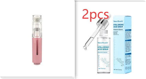 3 In 1 Lip Care Roller Needle Roller Lip Roller Beard Growth Roller Beard Hair Growth Roller Beard Treatment & Serum Applicant - Pink Set