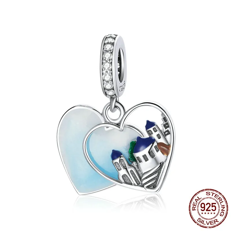 S925 Sterling Silver Travel Landscape Diy Pendant - Scc1742