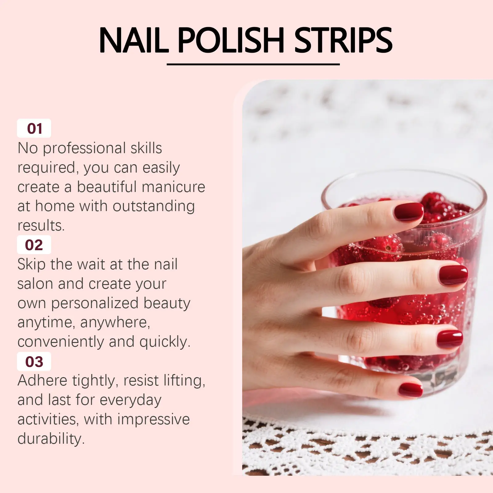 Durable Waterproof Elegant Red And Beautiful Nail Stickers