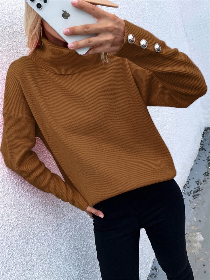 Striped High Head Loose Solid Color Sweater
