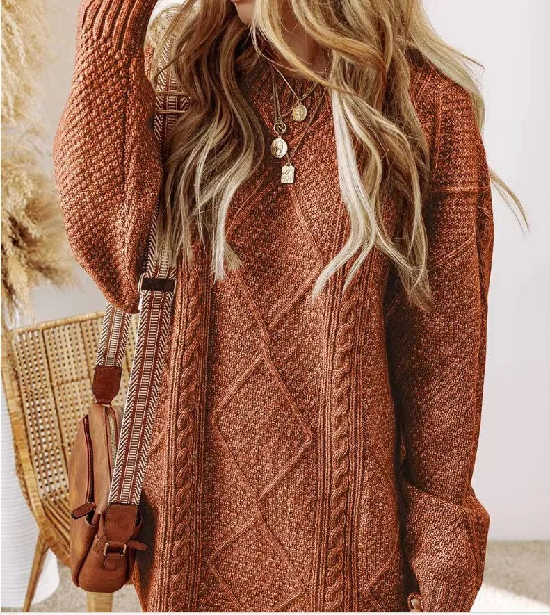 Winter New Loose And Lazy Style Dress Sweater - Caramel-Xl