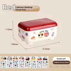 Dopamine Desktop Stationery Storage Cartoon Pen Holder - Dustproof Storage Box Red - View 1