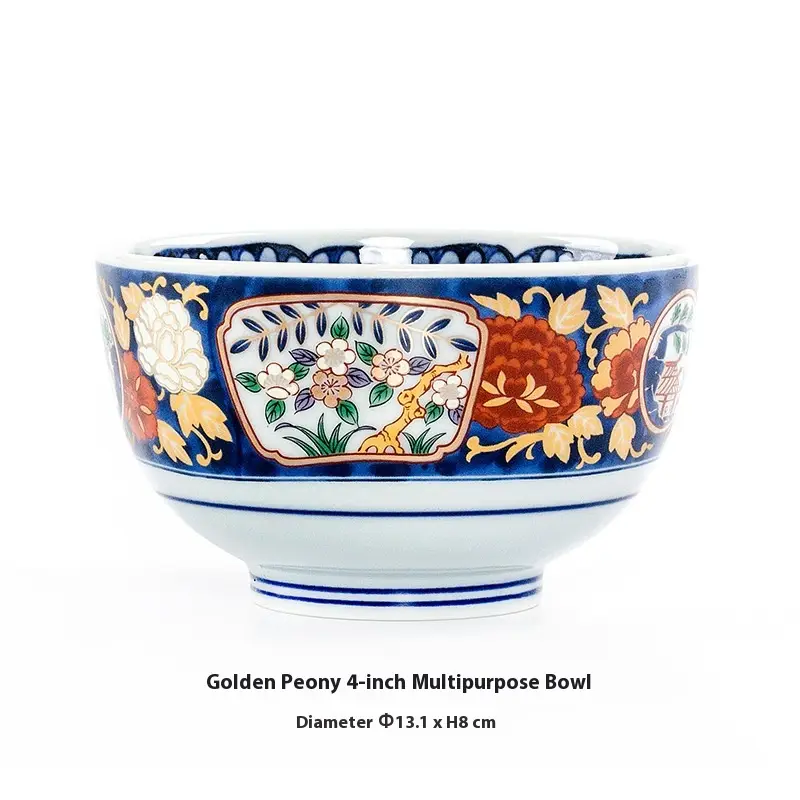 Retro Domestic Dyed Peony Ceramic Japanese Style Tableware