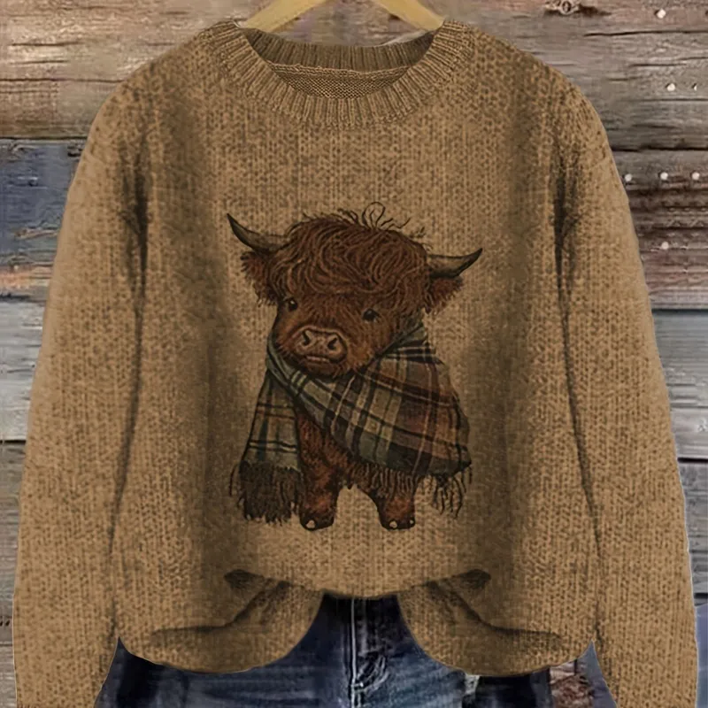 Cute Thick Needle Women's Sweater - Dark Brown