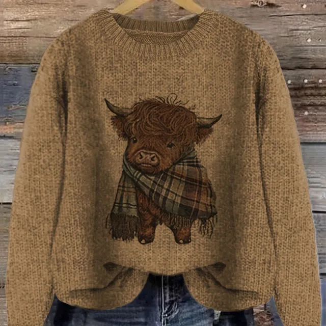 Cute Thick Needle Women's Sweater Dark Brown - Shop at LoveMi