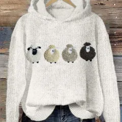 Thick Needle Fabric Women's Hooded Sweater Simple Style - Mq1-4Xl - View 1