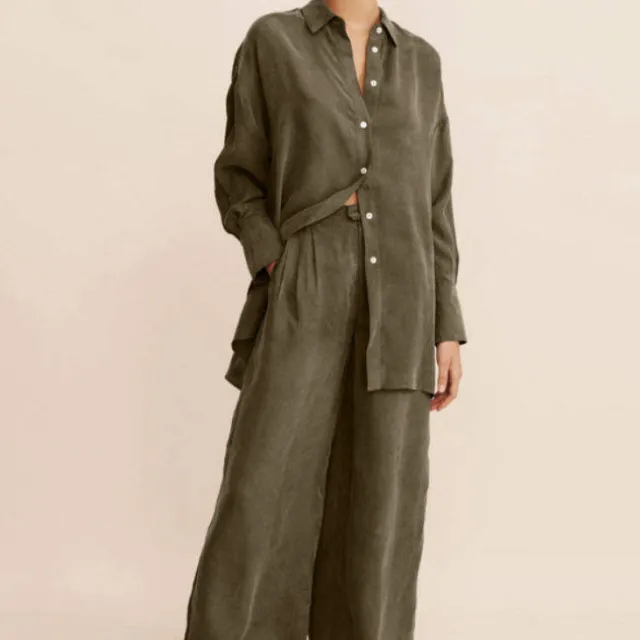 Long Sleeved Shirt Fashionable Color Sports Suit Army Green - Shop at LoveMi