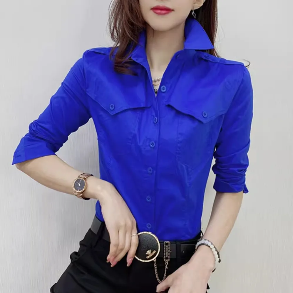 Solid Color Long-sleeved Shirt Women's Younger Shirt