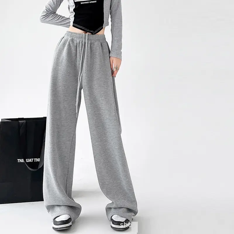 Casual Straight-leg High Waist Slimming Wide Leg Pants