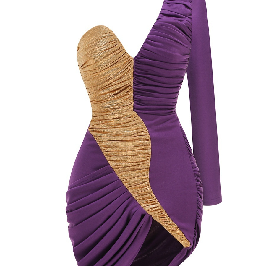 Popular Sheath Slim Fit Sexy One shoulder Dress Women Violet Color - Shop at LoveMi