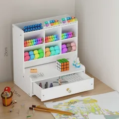 Oblique Insertion Student Pen Holder Storage Box - 9 Grid Pen Container - View 1