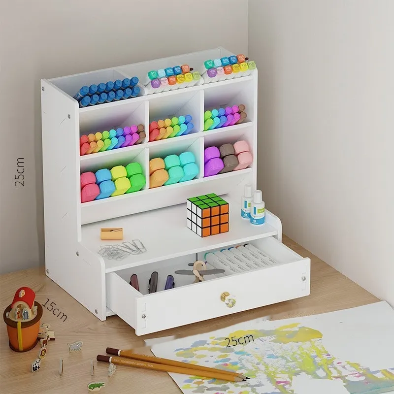 Oblique Insertion Student Pen Holder Storage Box - 9 Grid Pen Container