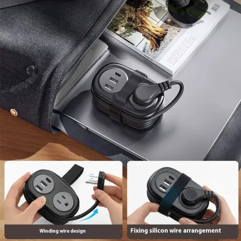 American and European Standard Travel Power Strip with USB