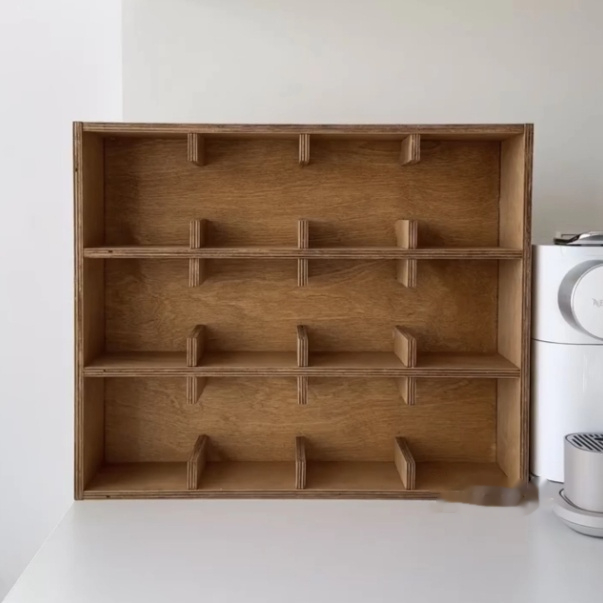Solid Wood Cup Multi-layer Grid Storage Storage Rack