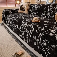 Retro High-grade Four Seasons Universal Sofa Cover Anti-scratching - Black - View 1