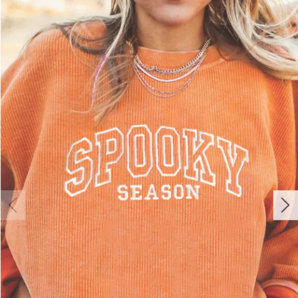 Orange Embroidered Letters And Graphics Twisted Ribbed Sweatshirt - Orange