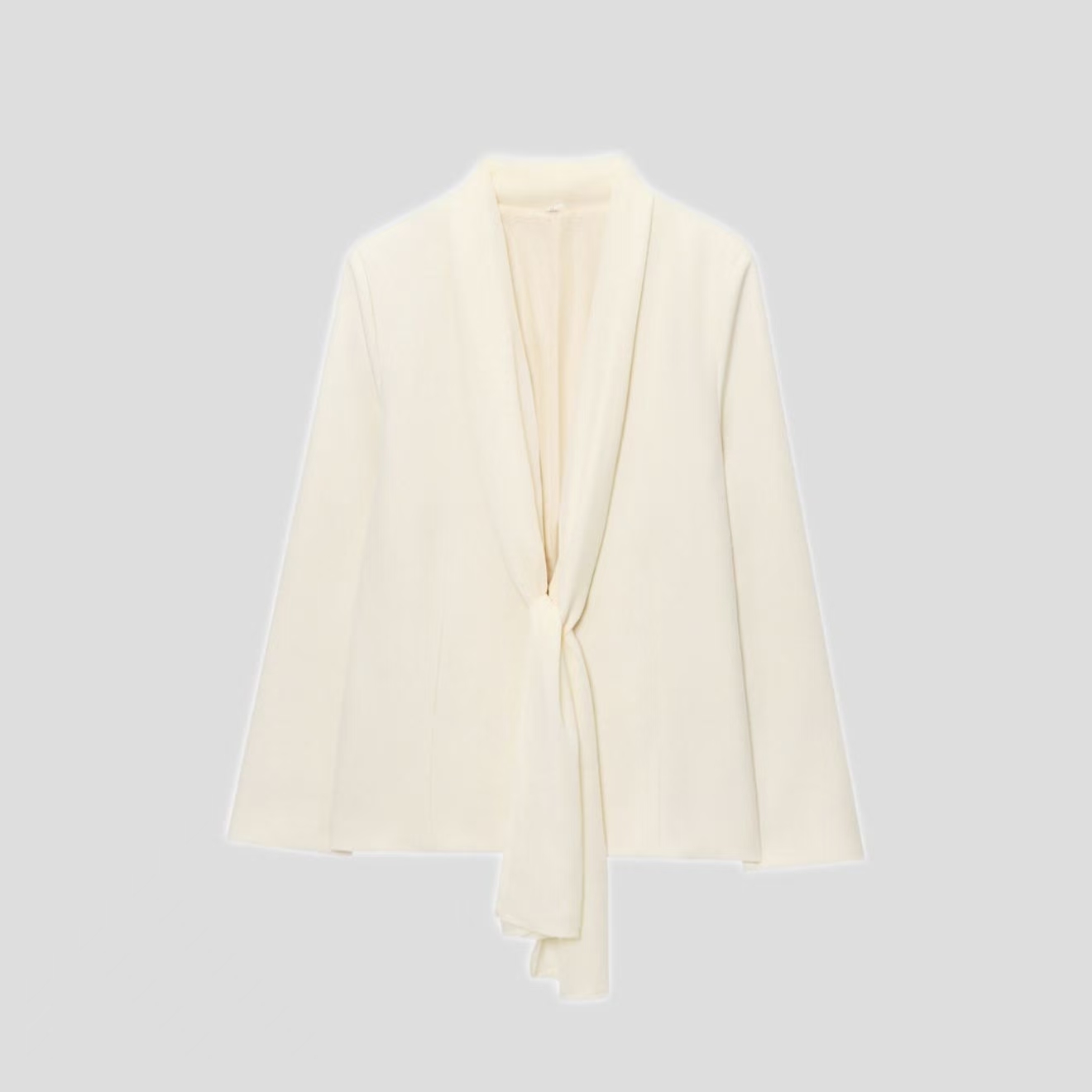 Women's Thin Scarf Turn-down Collar Coat High Waist Straight Pants