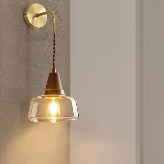Wall Lamp Japanese Style Walnut Bedroom Bedside Lamp Modern