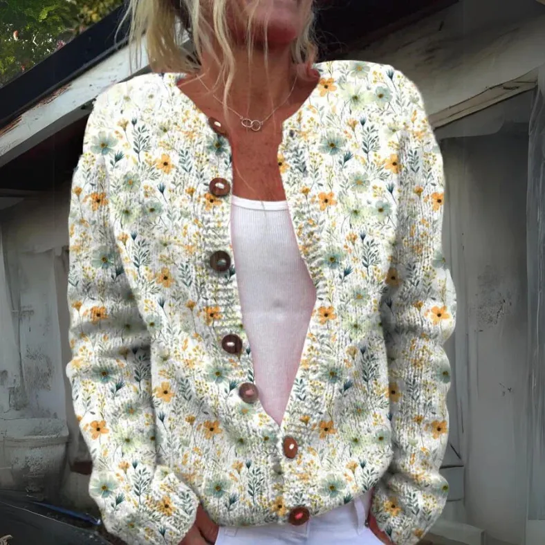 3D Digital Printing Cardigan Knitted Coat Imitation Sweaters Women's Clothing - Kkwy46-L