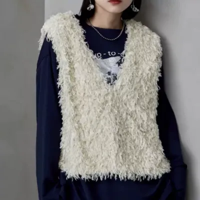 Fashion V-neck Sleeveless Soft Tassel Women's Vest