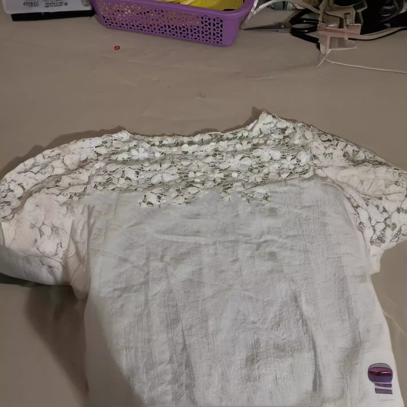 Cotton Lace Round Neck Half-length Sleeve Dress