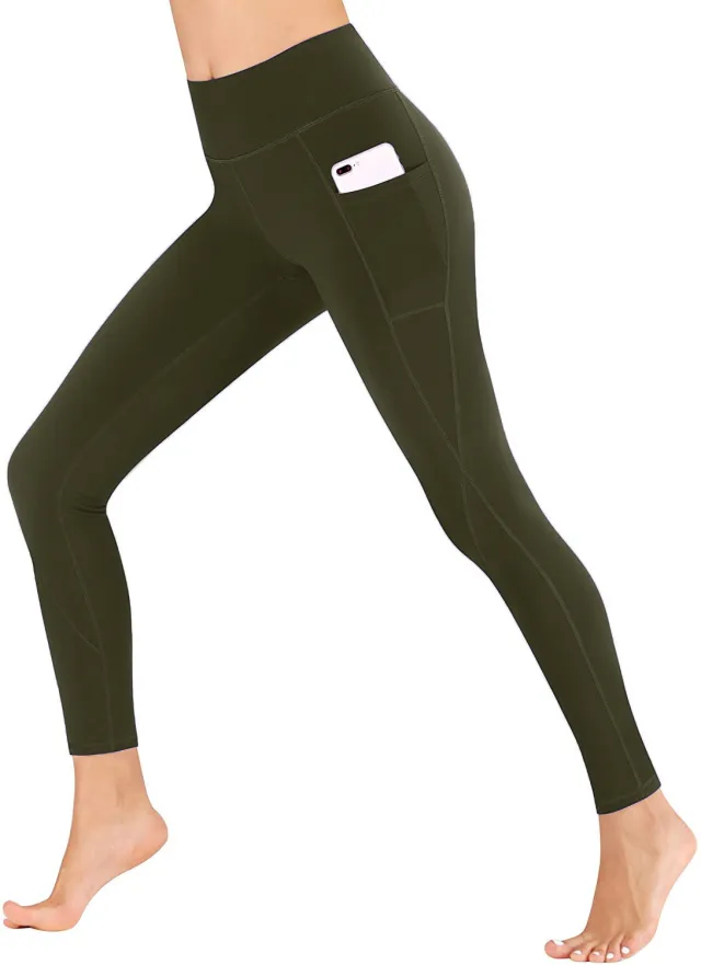 Women Compression Skinny Fitness Leggings Women Stretch Sportswear Casual Leggings Pants with Pocket Army Green - Shop at LoveMi