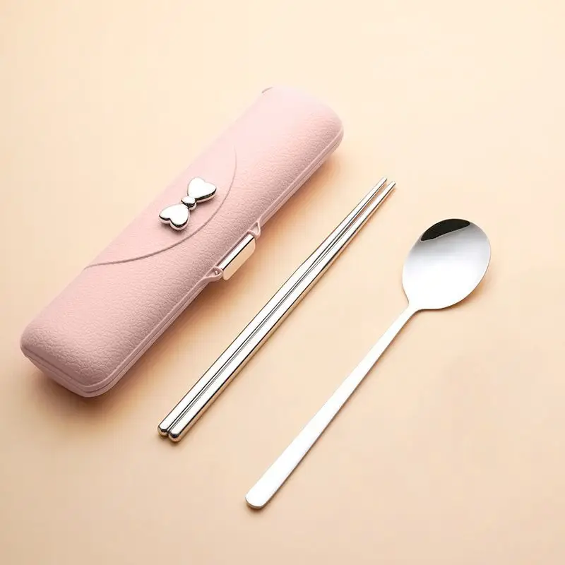 304 Stainless Steel Portable Tableware Chopsticks Spoon Fork Set