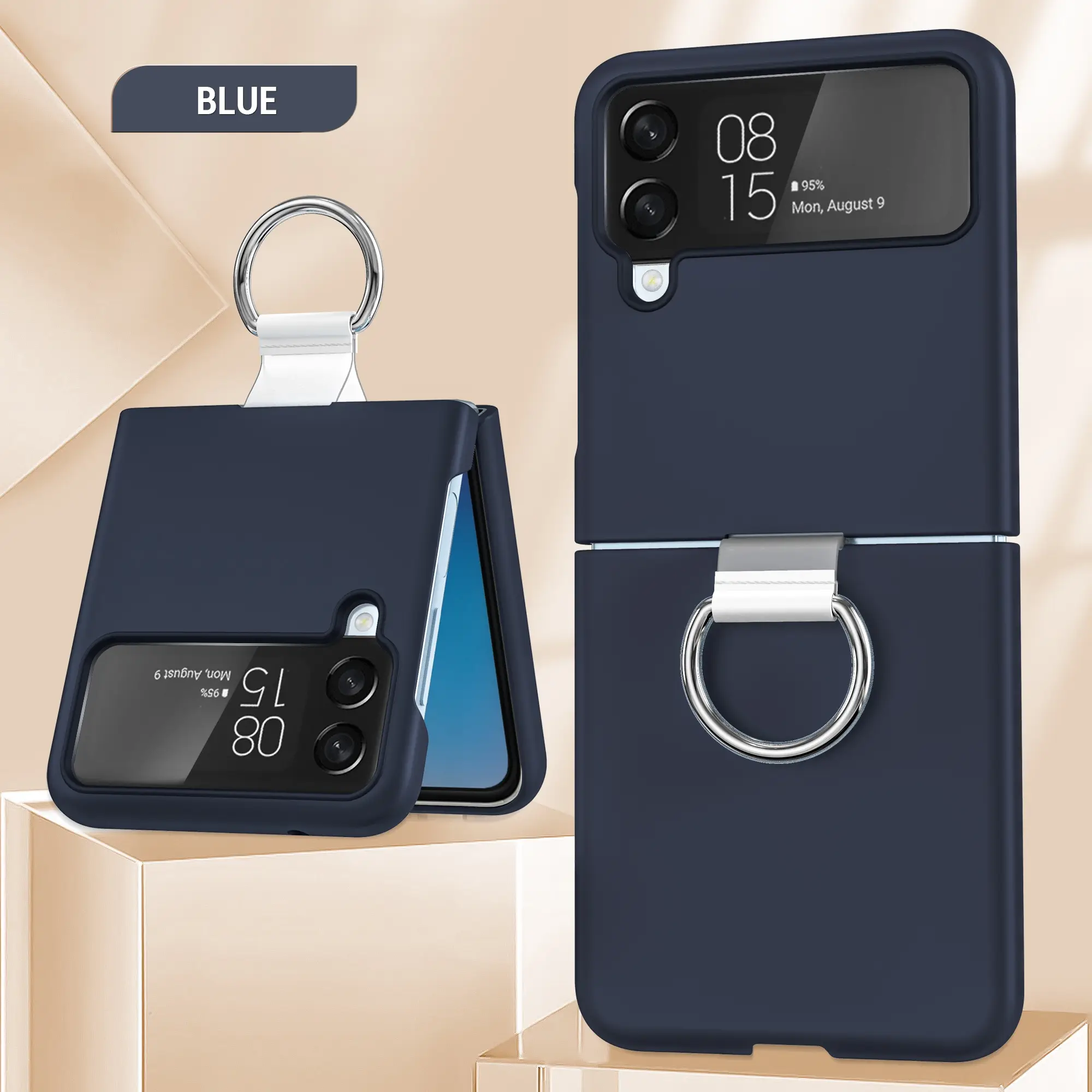 Transparent Protective Case For Galaxy Zflip4 Fastened Ring