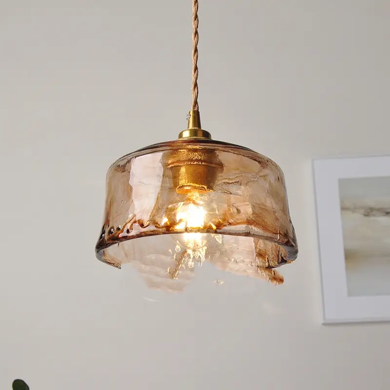 Nordic Retro Brass Glass Chandelier B Bar
