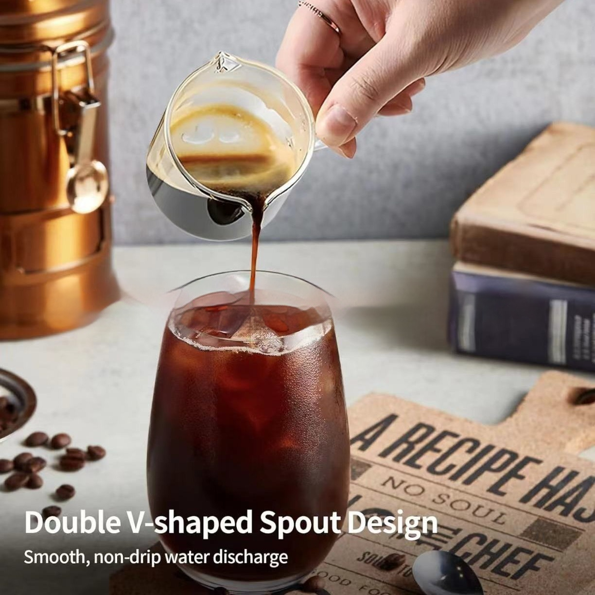 Double Mouth Coffee Cup Transparent Glass