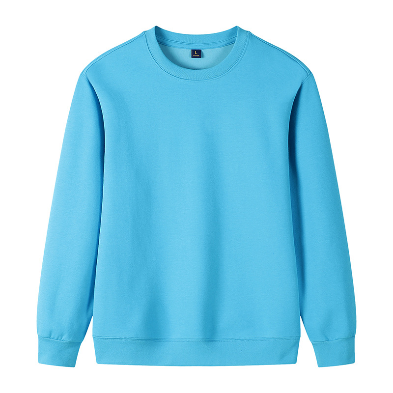 320g Straight Shoulder Pure Cotton Autumn Long Sleeve Round Neck Solid Color Sweatshirt Customized