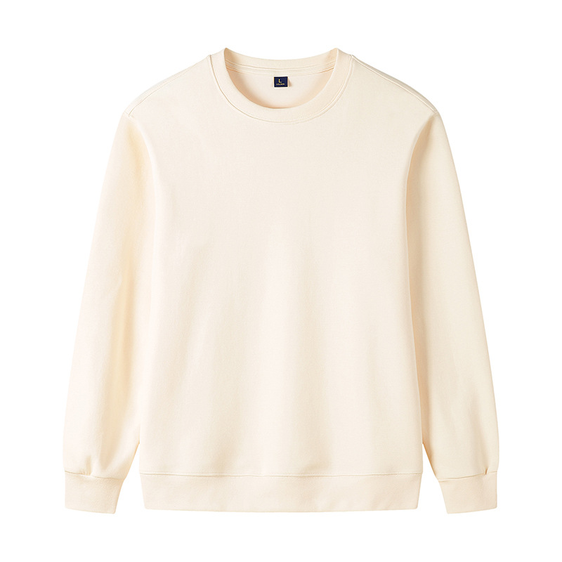 320g Straight Shoulder Pure Cotton Autumn Long Sleeve Round Neck Solid Color Sweatshirt Customized