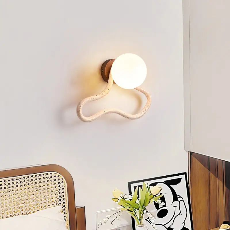 Middle Ancient Cream Style Bedroom Bedside Wall Lamp Creative