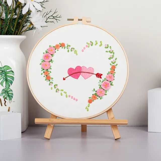 Diy Embroidery Kit Heart to heart Love Valentine's Day Handmade Embroidery Material Package Two Hearts - Shop at LoveMi