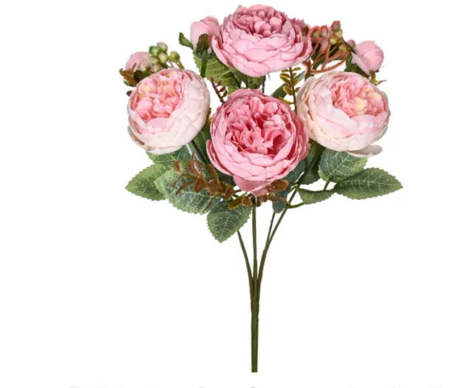 Peony Artificial Bouquet Home Decorative Fake Flower Pink - Shop at LoveMi
