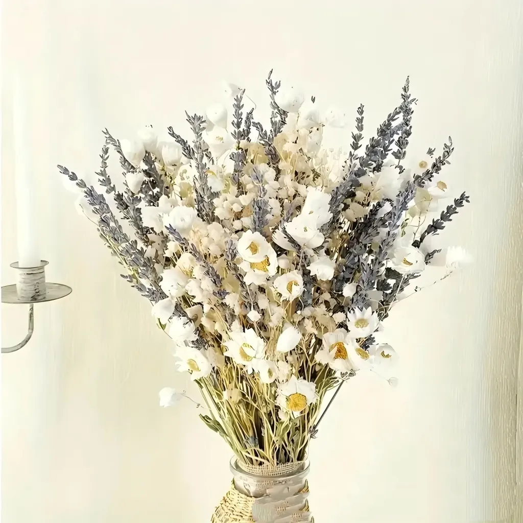 Lavender Dried Flowers Bouquet Domestic Ornaments - White