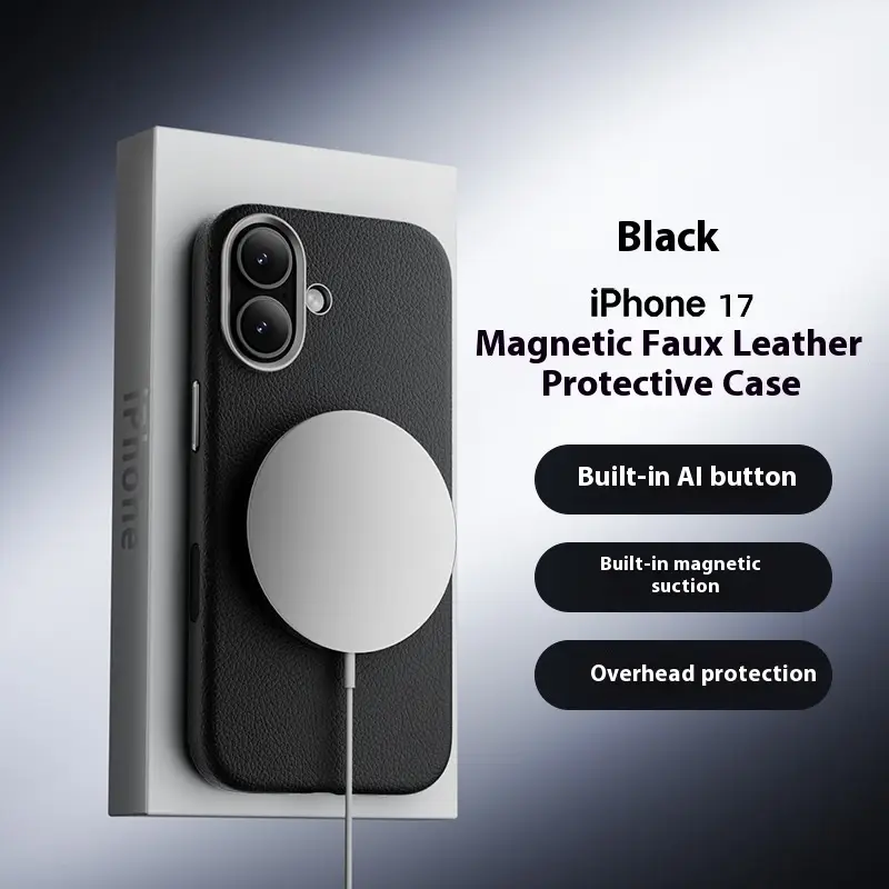 Applicable To Integrated AI Plain Leather Phone Case Built-in Magnetic Suction